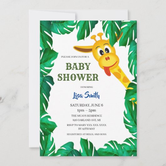 Baby shower Whimsical Giraffe Safari Kaart (Voorkant)