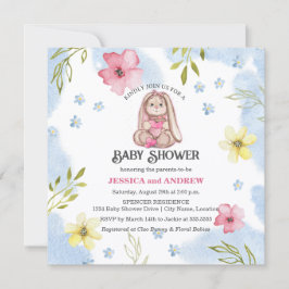 Baby shower Whimsical Girl Bunny Kaart