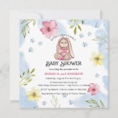 Baby shower Whimsical Girl Bunny Kaart (Voorkant)