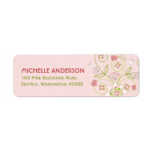 Baby shower Whimsical Pink Floral Blooms Adres Etiket (Voorkant)