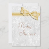 baby shower White Damask en Faux Bow Kaart (Voorkant)