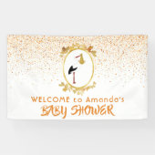 Baby shower White gold stork Welkom Spandoek (Horizontaal)