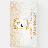 Baby shower White gold stork Welkom Spandoek (Verticaal)