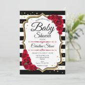 Baby shower - White Red Gold Kaart (Staand voorkant)