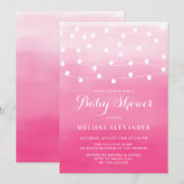 Baby shower White String Lights Pink Ombre Kaart (Voorkant / Achterkant)