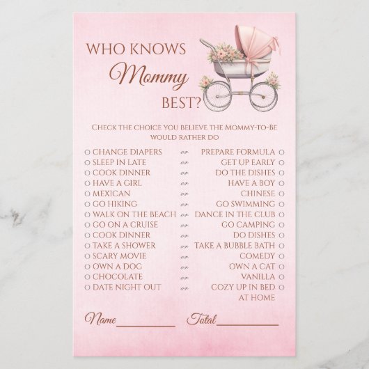  Baby shower Wie kent mama het beste? Flyer (Voorkant)