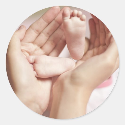 Baby shower Wieg Nursery Verwacht moedermoeder Ronde Sticker (Voorkant)