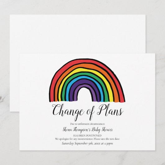 Baby Shower Wijziging van de plannen Modern Script Kaart (Voorkant / Achterkant)