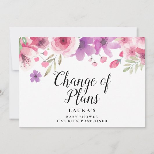 Baby Shower Wijziging van de Plannen Waterverf Blo Save The Date (Voorkant)