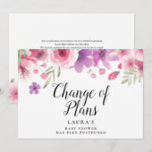 Baby Shower Wijziging van de Plannen Waterverf Blo Save The Date (Voorkant / Achterkant)