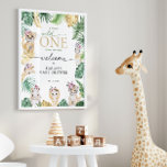 Baby shower Wild Een Oerwoud Safari Dier Welkom Poster<br><div class="desc">Leuk goud en groen oerwoud & safari thema "Wild One" baby shower welkom poster met wild dier en tropische bladeren ontwerp met gouden en groene bladpatroon op de rug.</div>