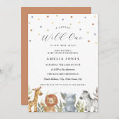 Baby shower Wild One Safari Animals Kaart (Voorkant / Achterkant)