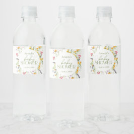 Baby shower Wildbloemen, aangepast Waterfles Etiket