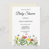 Baby shower wilde bloem kaart (Voorkant / Achterkant)