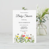 Baby shower wilde bloem kaart (Staand voorkant)
