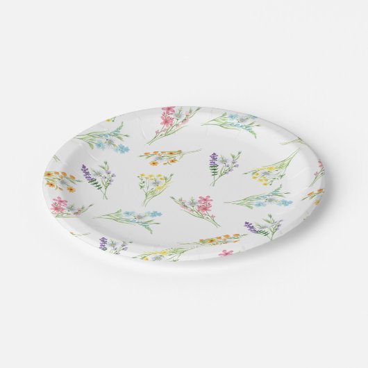 Baby shower Wilde bloem Papieren Bordje (Gekanteld)