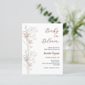 Baby shower wilde bloemen in bloei beige uitnodigi (Staand voorkant)
