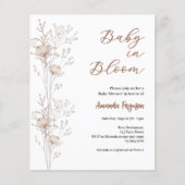 Baby shower wilde bloemen in bloei beige uitnodigi (Voorkant)