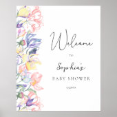 Baby shower wilde bloemen welkom poster (Voorkant)