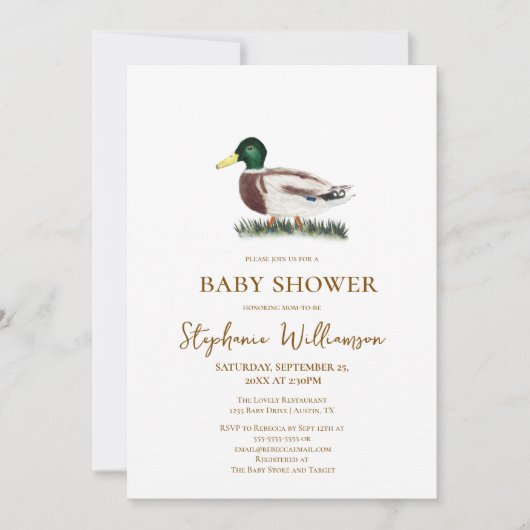 Baby Shower Wilde Eend Kaart (Voorkant)