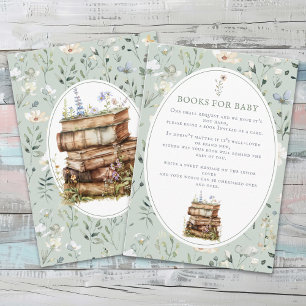 Baby shower Wildflower, Neem een boek mee voor bab Informatiekaartje