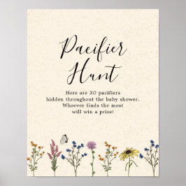 Baby shower Wildflower Pacifier Hunt Poster
