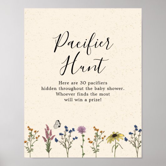  Baby shower Wildflower Pacifier Hunt Poster (Voorkant)
