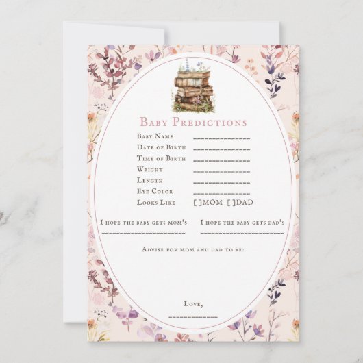 Baby shower wildflower spelkaart voorspelling advi kaart (Voorkant)