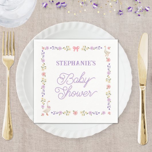 Baby shower Wildflowers Ganzen gepersonaliseerd Servet