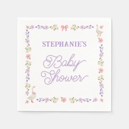 Baby shower Wildflowers Ganzen gepersonaliseerd Servet (Voorkant)