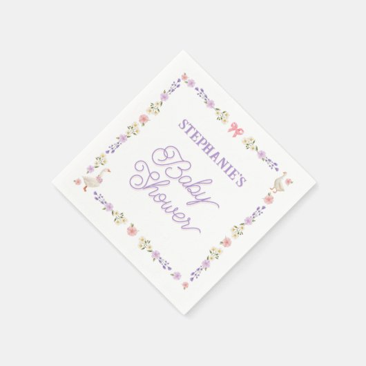 Baby shower Wildflowers Ganzen gepersonaliseerd Servet (Hoek)