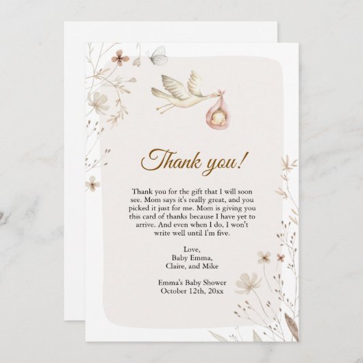 Baby shower winkel - Bedankt voor je creditcard (Voorkant / Achterkant)