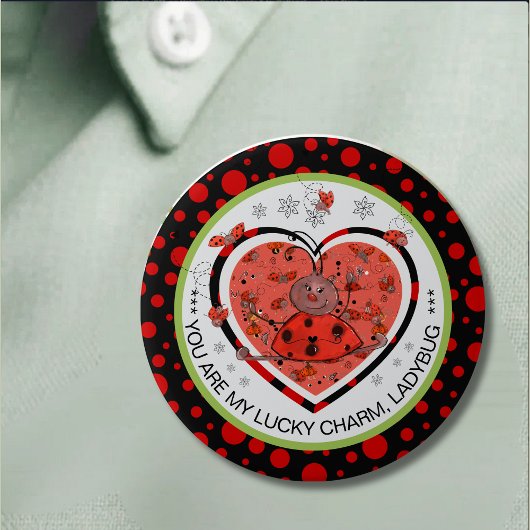 Baby Shower Winner Lucky Charm Ladybug Ronde Button 7,6 Cm