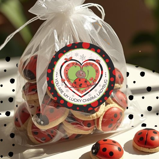 Baby Shower Winner Lucky Charm Ladybug Ronde Sticker