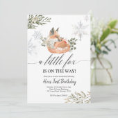Baby shower Winter Fox Kaart (Staand voorkant)