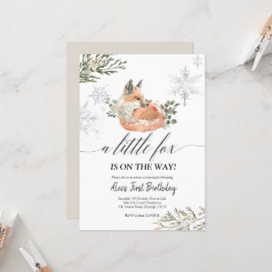 Baby shower Winter Fox Kaart