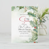Baby Shower- Winter Hulst en Bessen Kaart (Staand voorkant)