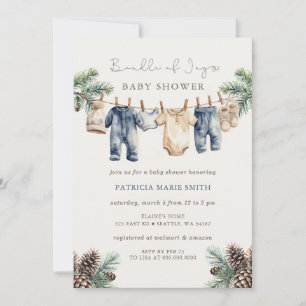 Baby Shower Winter Jongens Shower Bundel van Geluk Kaart