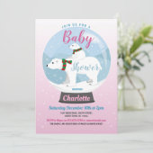 baby shower Winter Polar Beren SneeuwWereldbol Roz Kaart (Staand voorkant)