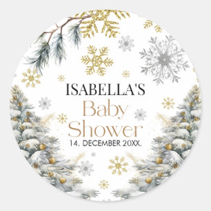 Baby shower Winter Ronde Sticker