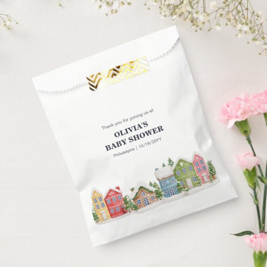 Baby shower Winter sneeuwdorp Bedankzakje (Gezegeld)