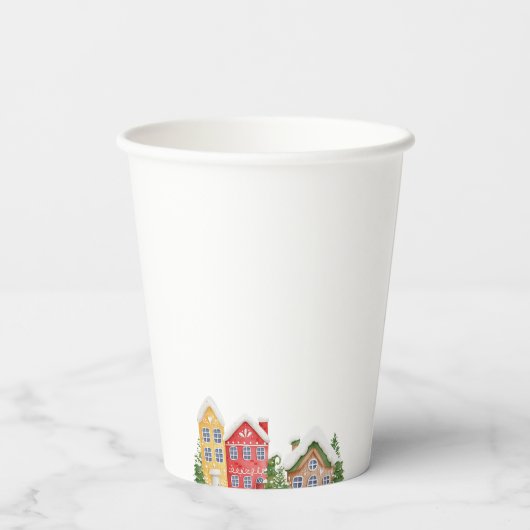 Baby shower Winter sneeuwdorp Papieren Bekers (Achterkant)