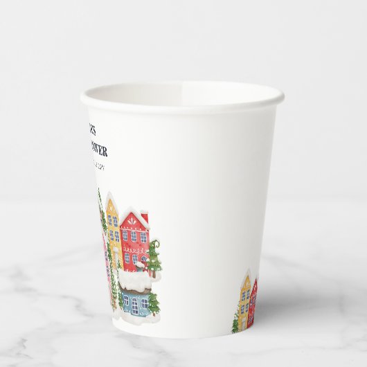 Baby shower Winter sneeuwdorp Papieren Bekers (Links)