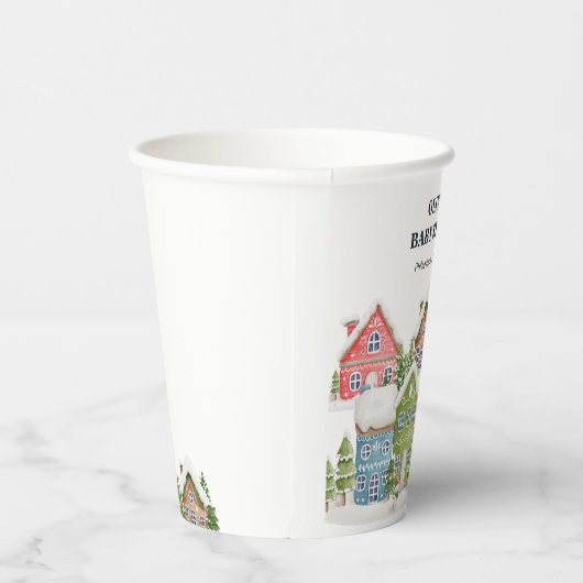 Baby shower Winter sneeuwdorp Papieren Bekers (Rechts)