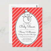 BABY SHOWER | Winter Snowman Candy Cane Briefkaart (Voorkant / Achterkant)