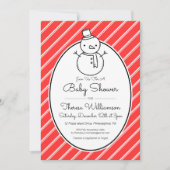 BABY SHOWER | Winter Snowman Candy Cane Kaart (Voorkant)