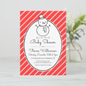 BABY SHOWER | Winter Snowman Candy Cane Kaart (Staand voorkant)