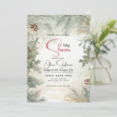 Baby shower- Winter Waterverf Botanisch Kaart (Staand voorkant)