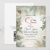 Baby shower- Winter Waterverf Botanisch Kaart (Voorkant / Achterkant)
