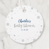 Baby shower Winter Wonderland Silver & Navy Boy Bedankjes Labels (Achterkant)
